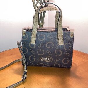GUESS Natural Multi Oak Park Mini Tote Crossbody Bag